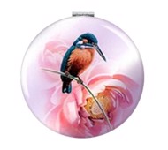 Taskespejl; kolibri, lyserød - sødt lille makeup spejl til tasken 